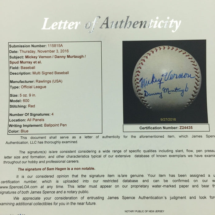 Rare Danny Murtaugh Signed Autographed Baseball Pittsburgh Pirates JSA COA