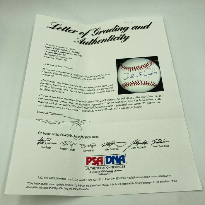 Orlando Cepeda Signed MLB Baseball PSA DNA Graded GEM MINT 10