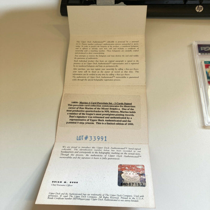 Dan Marino Signed Autographed 1991 Upper Deck Porcelain Card UDA & PSA DNA COA