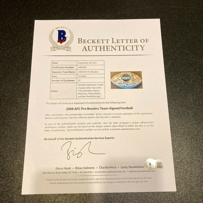 2008 Pro Bowl Team Signed Football Peyton Manning Ben Roethlisberger JSA COA