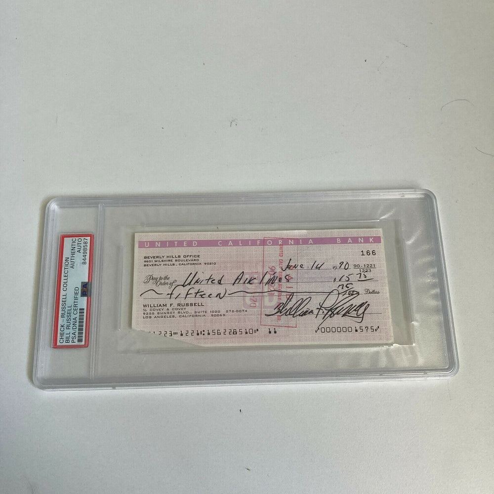 Bill Russell Signed Autographed Bank Check PSA DNA Boston Celtics HOF Legend