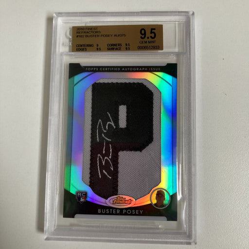 2010 Topps Finest Refractors Buster Posey Letter Patch Auto /75 BGS 9.5 Gem Mint