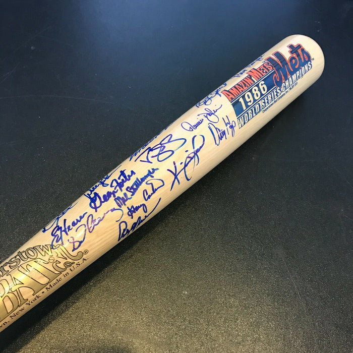 Beautiful 1986 New York Mets World Series Champs Team Signed Bat Steiner COA
