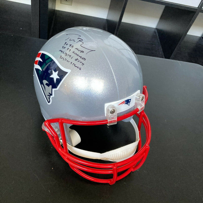 Tom Brady Super Bowl MVP Signed Heavily Inscribed Patriots Helmet Tristar COA