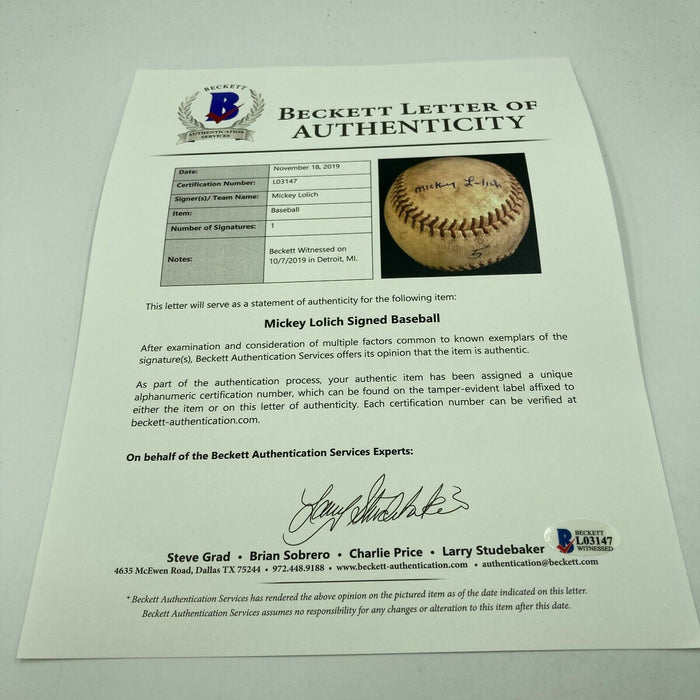 Mickey Lolich Signed Career Win No. 28 Final Out Game Used Baseball Beckett COA