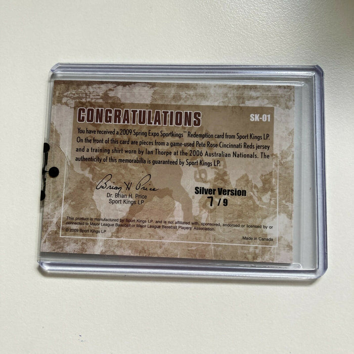 Leaf Sportkings Pete Rose Ian Thorpe #7/9 Game Used Jersey Baseball Card
