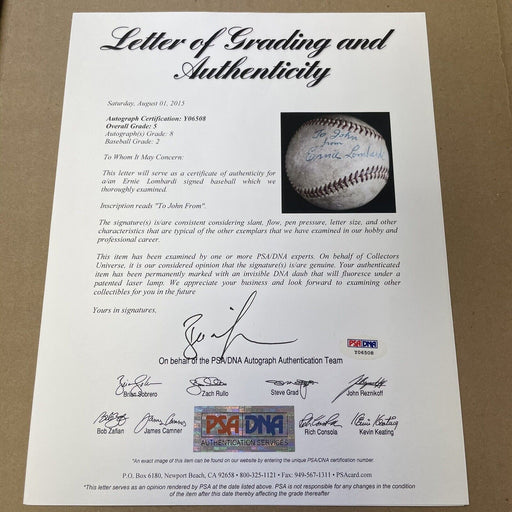 Ernie Lombardi Single Signed 1950's National League Baseball PSA DNA COA