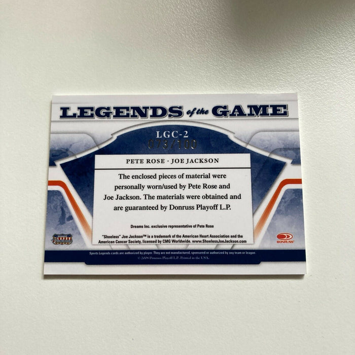 2008 Donruss Legends Of The Game Joe Jackson & Pete Rose #73/100 Game Used Bat