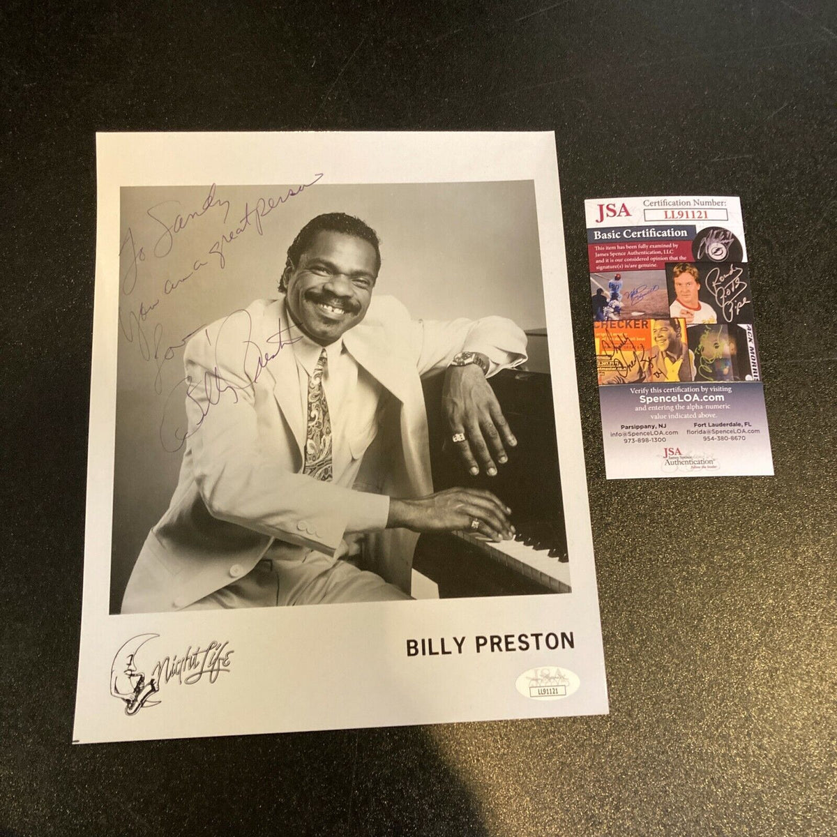 Billy Preston Signed Autographed Photo W/ David Brenner Folder JSA
