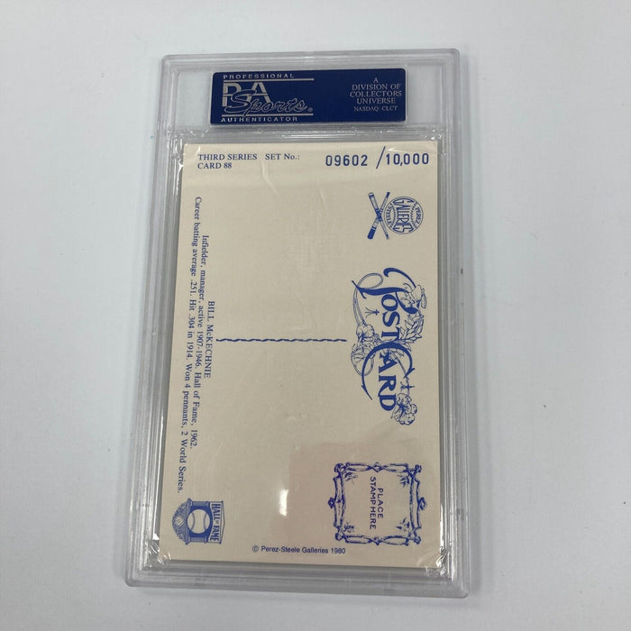 Bill McKechnie Signed Hall Of Fame Perez Steele Postcard Cut Signature PSA DNA