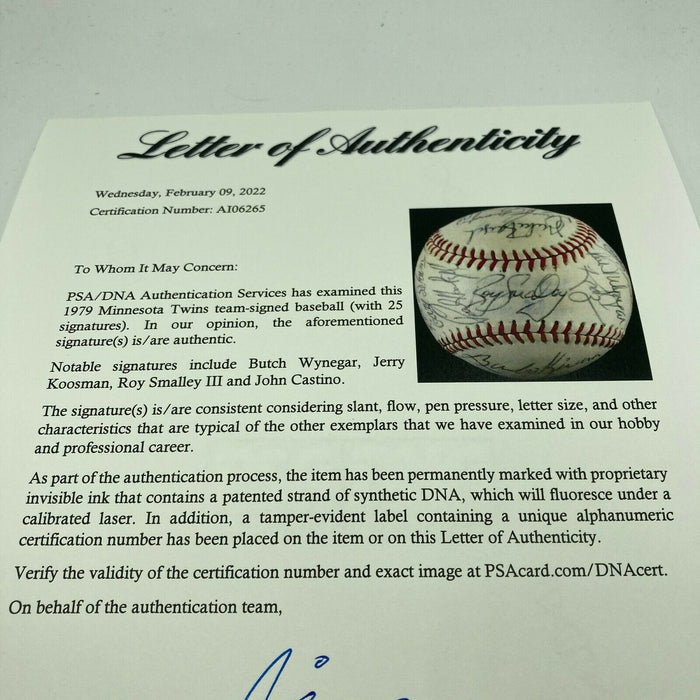 1979 Minnesota Twins Team Signed American League Baseball PSA DNA COA