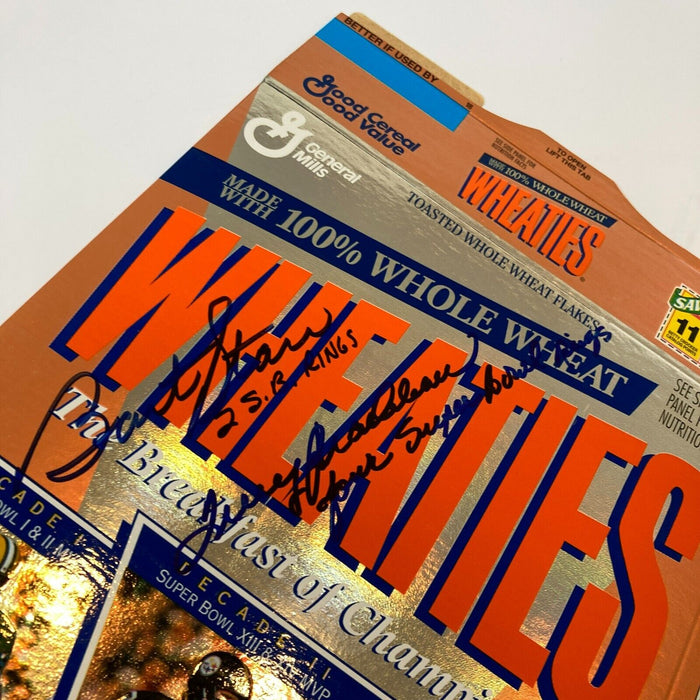 Bart Starr & Terry Bradshaw Super Bowl Signed Wheaties Cereal Box JSA COA