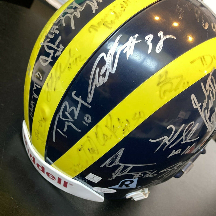 Tom Brady 2000 Michigan Wolverines NCAA Champs Team Signed Helmet With JSA COA