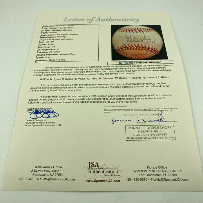 Nolan Ryan Tom Seaver Roger Clemens 300 Win Club Signed Inscribed Baseball JSA