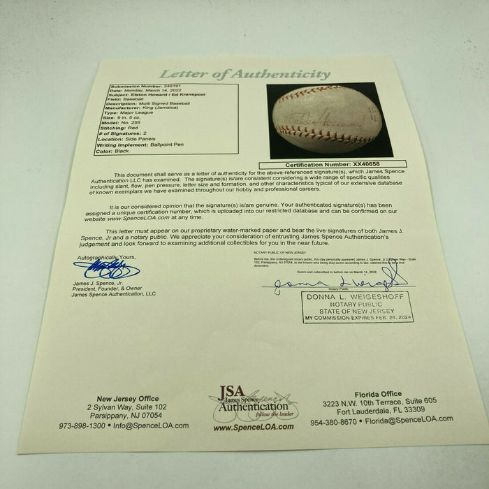 Elston Howard Signed Autographed Baseball JSA COA Rare