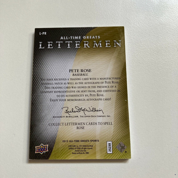 2012 Upper Deck Pete Rose Letterman #31/80 Patch Auto Signed Baseball Card