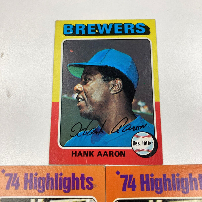 Lot Of (3) 1975 Topps Hank Aaron Baseball Cards