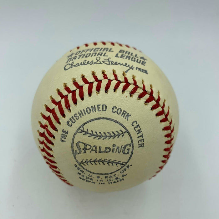 1970's Willie Mays Signed Vintage National League Feeney Baseball Beckett COA