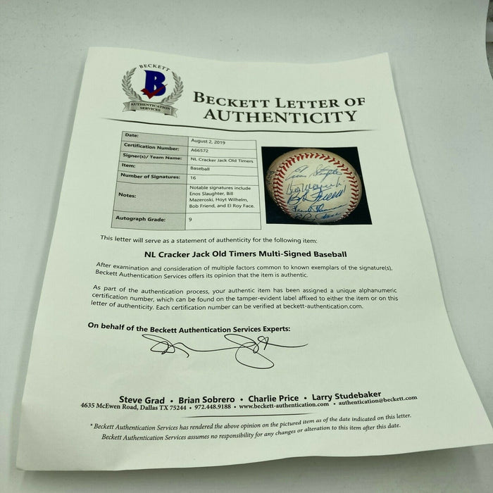 Hall Of Fame Multi Signed Cracker Jack Old Timers Game Baseball Beckett COA