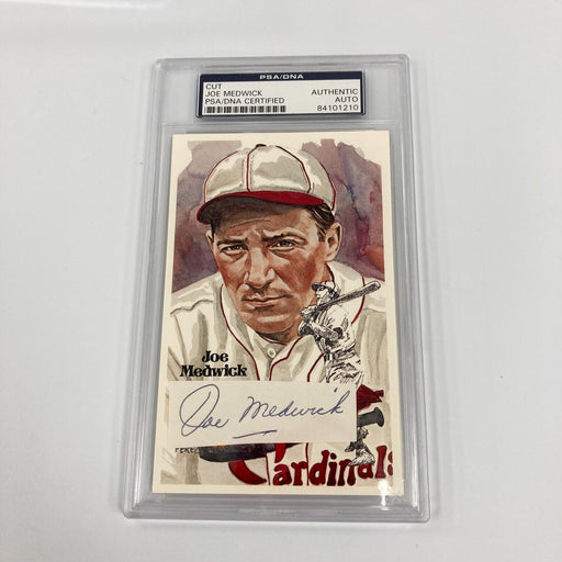 Joe Medwick Signed Hall Of Fame Perez Steele Postcard Cut Signature PSA DNA