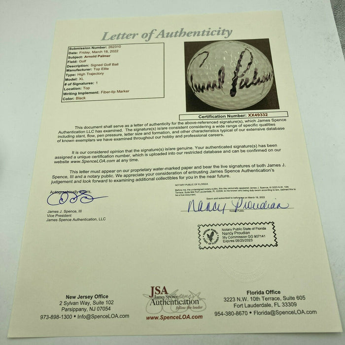 Arnold Palmer Signed Autographed Top Flight Golf Ball JSA COA
