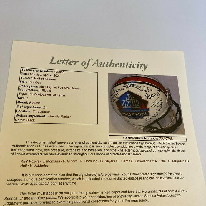 Beautiful Joe Montana HOF Multi Signed Full Size Football Helmet 21 Sigs JSA COA