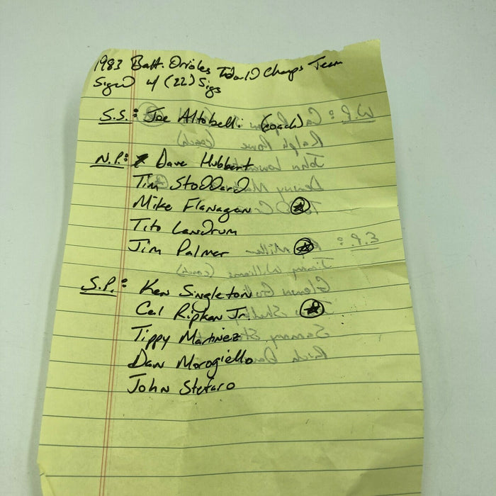 1983 Baltimore Orioles World Champions Team Signed Baseball Cal Ripken JSA