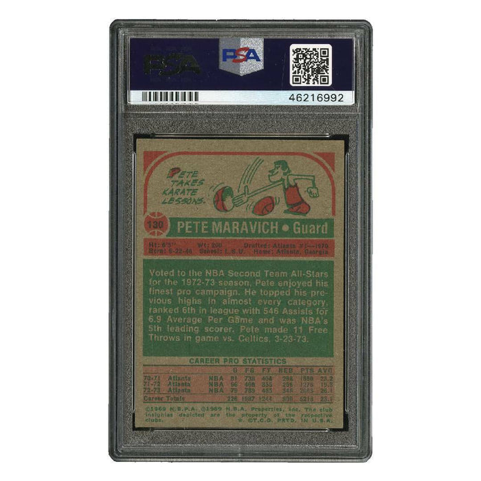 1973 TOPPS #130 PETE MARAVICH SIGNED "PISTOL PETE MARAVICH" - PSA/DNA GEM MINT 1