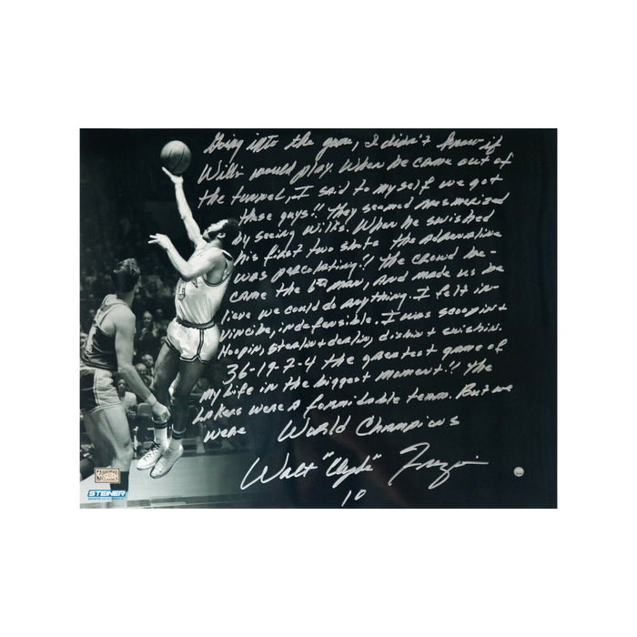Walt "Clyde" Frazier Finals Signed Heavily Inscribed "Story" 16x20 Photo Steiner