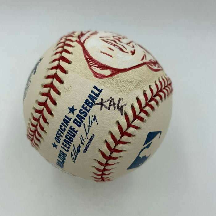 Pete Rose 1963 Rookie Of The Year Signed Hand Painted Art Baseball With JSA COA