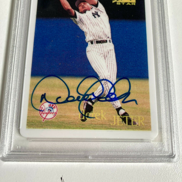 1996 Topps Derek Jeter RC Rookie Signed Porcelain Baseball Card PSA DNA