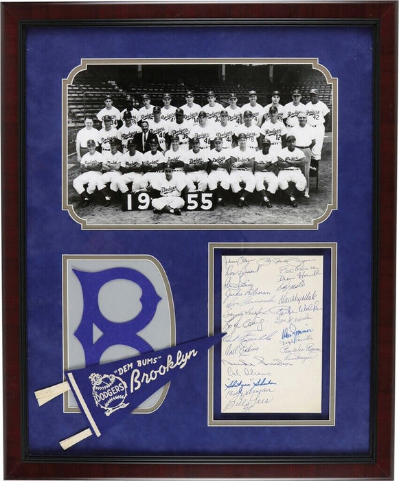 1955 Brooklyn Dodgers World Series Champs Team Signed Photo Jackie Robinson PSA