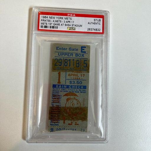 New York Mets Ticket To First Game Ever In Shea Stadium April 17, 1964 PSA