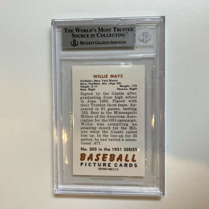 1952 Topps Willie Mays Signed Autographed RP RC Baseball Card BGS