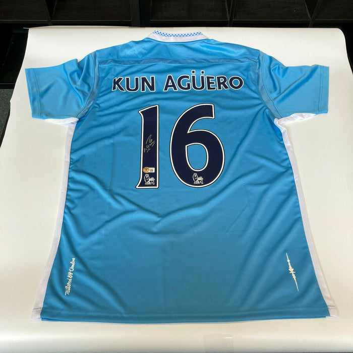 Sergio Kun Aguero Signed Autographed Manchester City Soccer Jersey Beckett COA