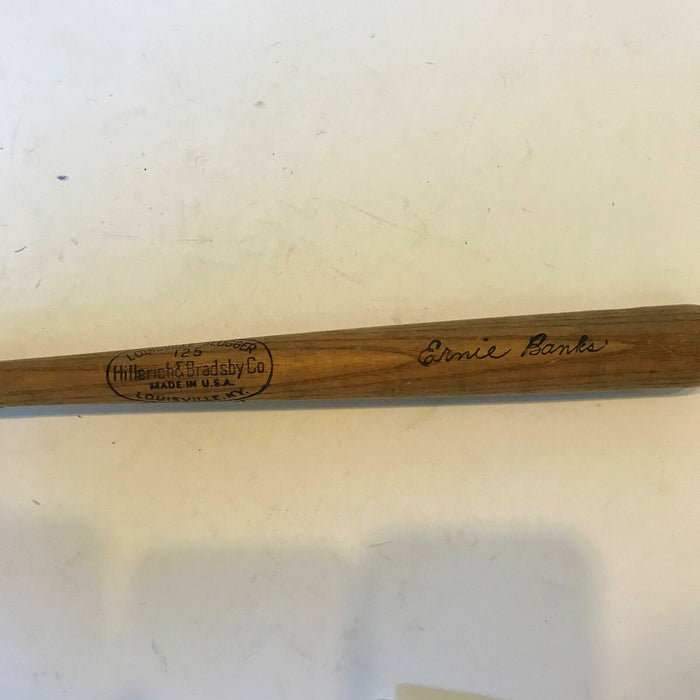 Vintage Ernie Banks Signed 1950's Louisville Slugger Mini Game Model Bat JSA