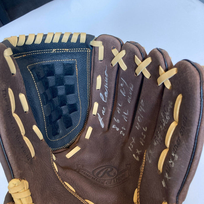 Jose Canseco Signed Heavily Inscribed Career STAT Baseball Glove Beckett Holo