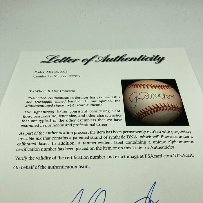 Beautiful Joe Dimaggio Signed American League Baseball With PSA DNA COA