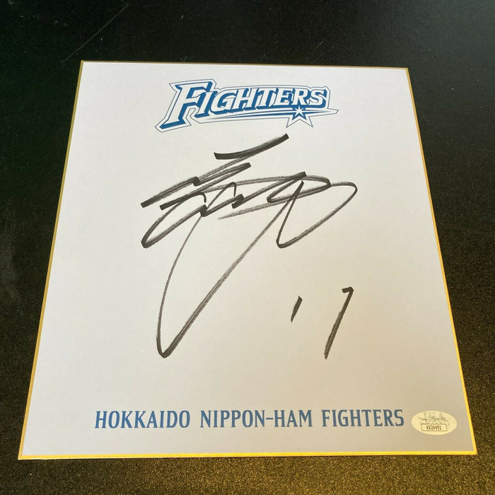 Shohei Ohtani Pre Rookie Signed Parchment Big Sig Nippon-Ham Fighters JSA COA