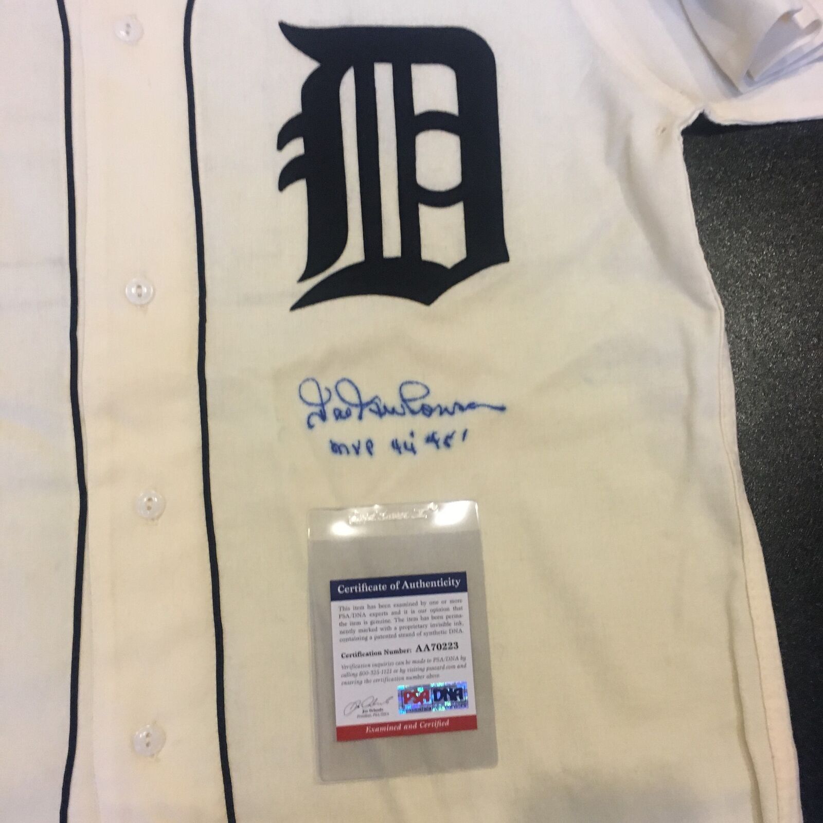 Lot Detail - Hal Newhouser Signed Detroit Tigers Cooperstown Rookie Replica  Jersey