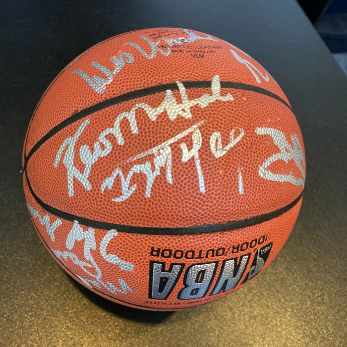 Oscar Robertson Bill Walton Chuck Daly Hall Of Fame Multi Signed Basketball PSA