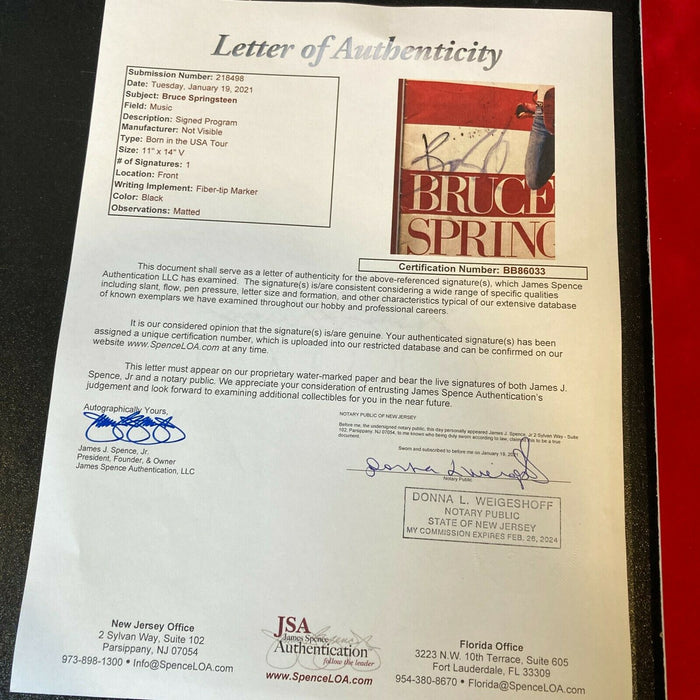 Bruce Springsteen Authentic Signed Autographed Born In The USA Album JSA LOA