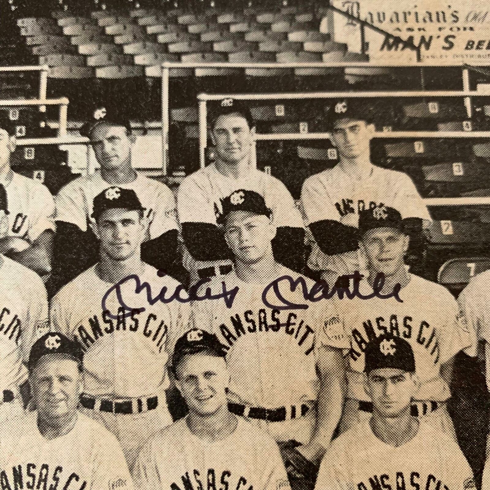 1951 Kansas City Blues Team Signed Baseball Mickey Mantle Minor League —  Showpieces Sports