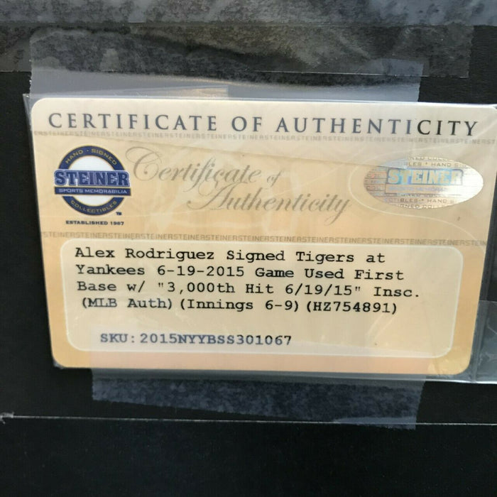 Incredible Alex Rodriguez 3 000 Hit Game Used Signed Inscribed