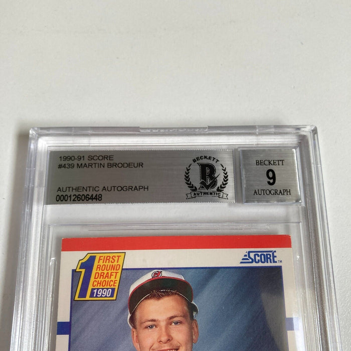 1990-91 SCORE MARTIN BRODEUR Signed RC ROOKIE CARD #439 Auto BGS