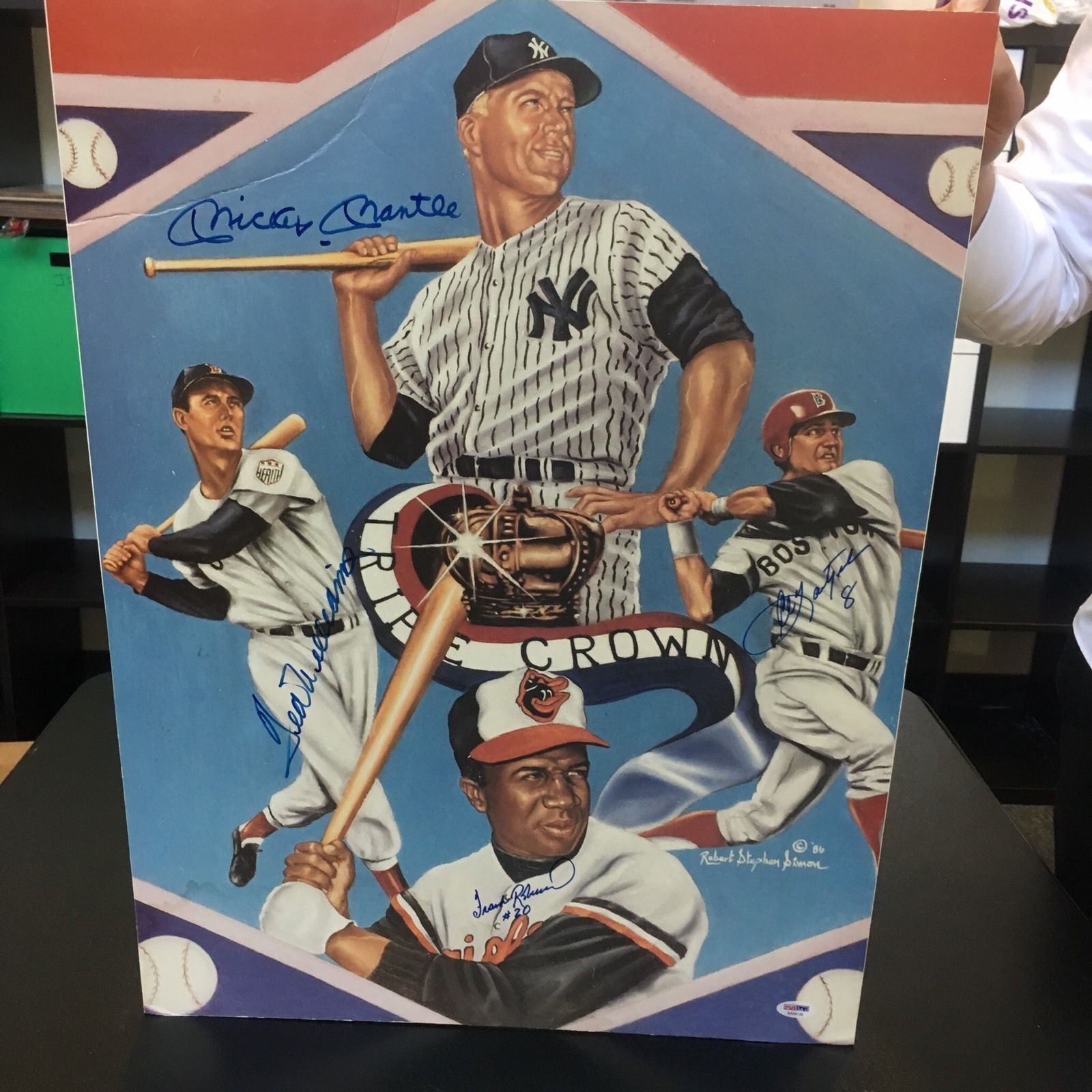 Mickey Mantle Ted Williams Carl Yastrzemski Triple Crown Signed 18x24 —  Showpieces Sports