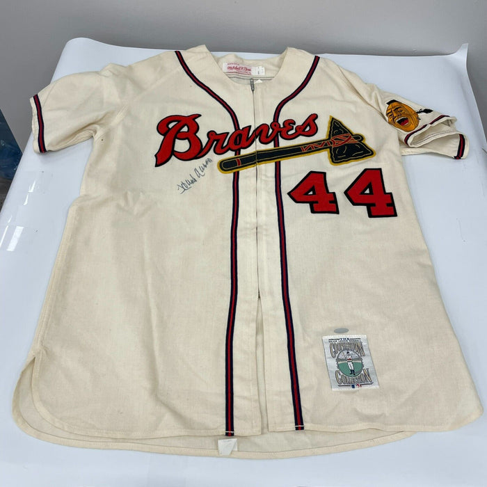 Hank Aaron Signed Authentic Mitchell & Ness Throwback Braves