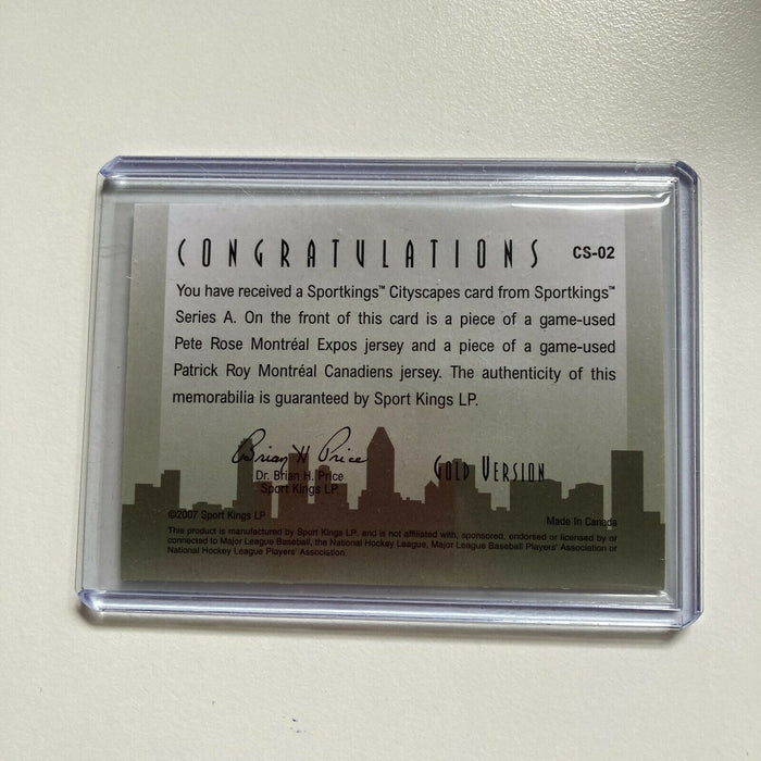 2007 Sportkings Pete Rose & Patrick Roy 1/1 One Of One Game Used Jersey Patch