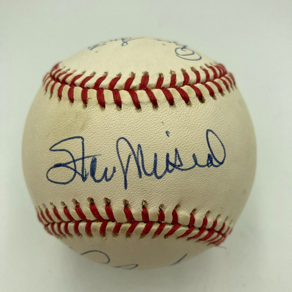 Stan Musial Bob Gibson Lou Brock Jack Buck Cardinals Legends Signed Baseball JSA