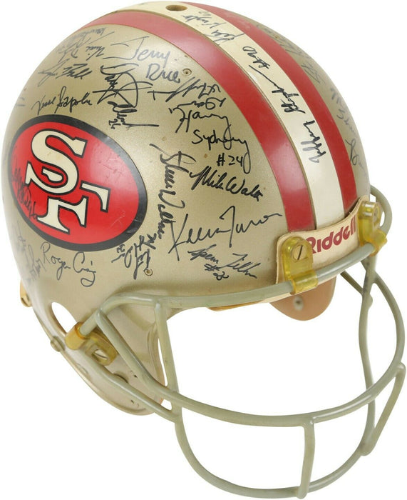 1989 San Francisco 49ers Super Bowl Champs Team Signed Game Helmet Beckett COA